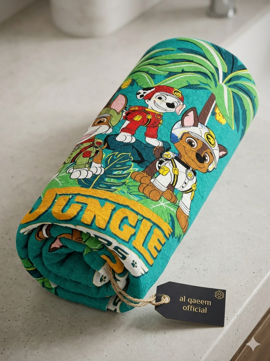 Jungle Pups printed towel for Kids | Soft & comfortable.