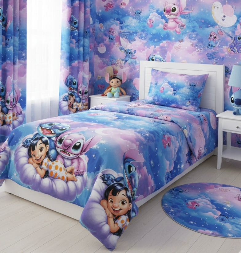 Stich Angle printed kids bedsheet | Cotton Single bedsheet & 1 pillow cover