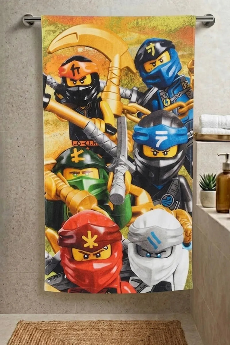 Ninja  Cartoon Print Bath Towel – Soft  & Comfortable  for Kids.