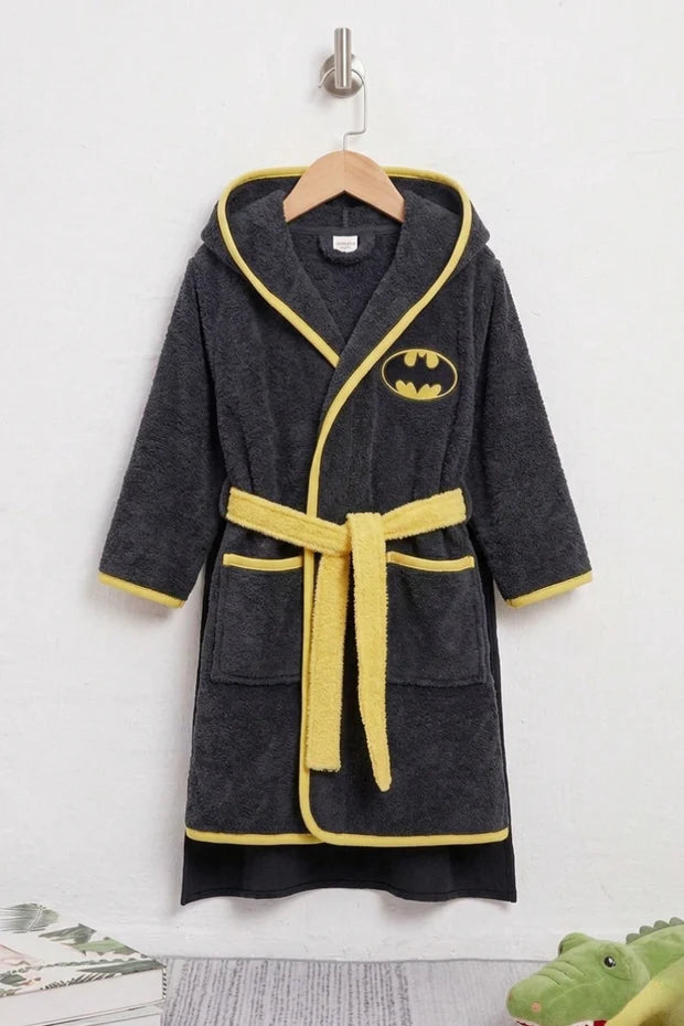 Batman Hooded Kids Bathrobe – Dark Grey & Black (Ages 4, 6, & 8) Save 40%
